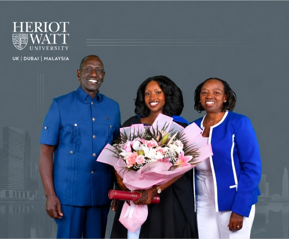 File image of President William Ruto and Mama Rachel Ruto with their daughter Cullie Ruto.
